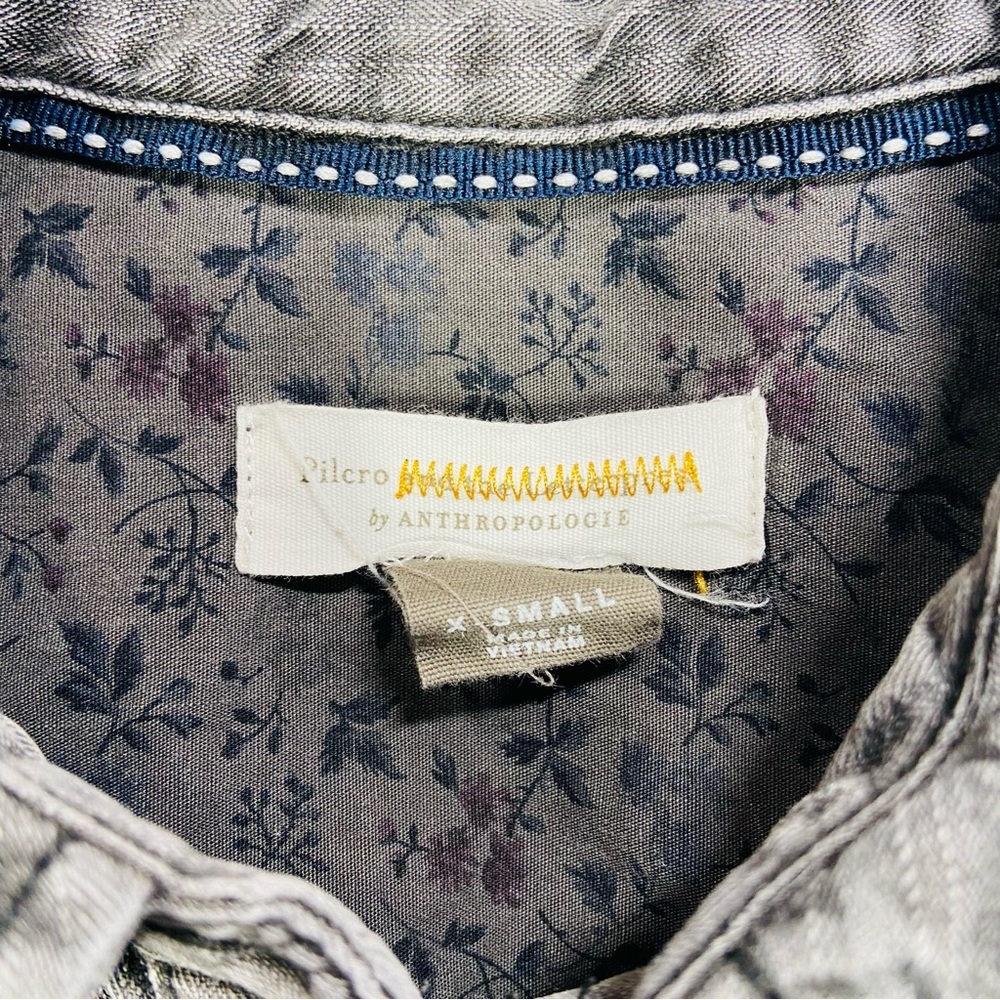 Anthropologie Pilcro Shirt Womens XS Gray Acid Wash Long Sleeve Button Up - Picture 3 of 9